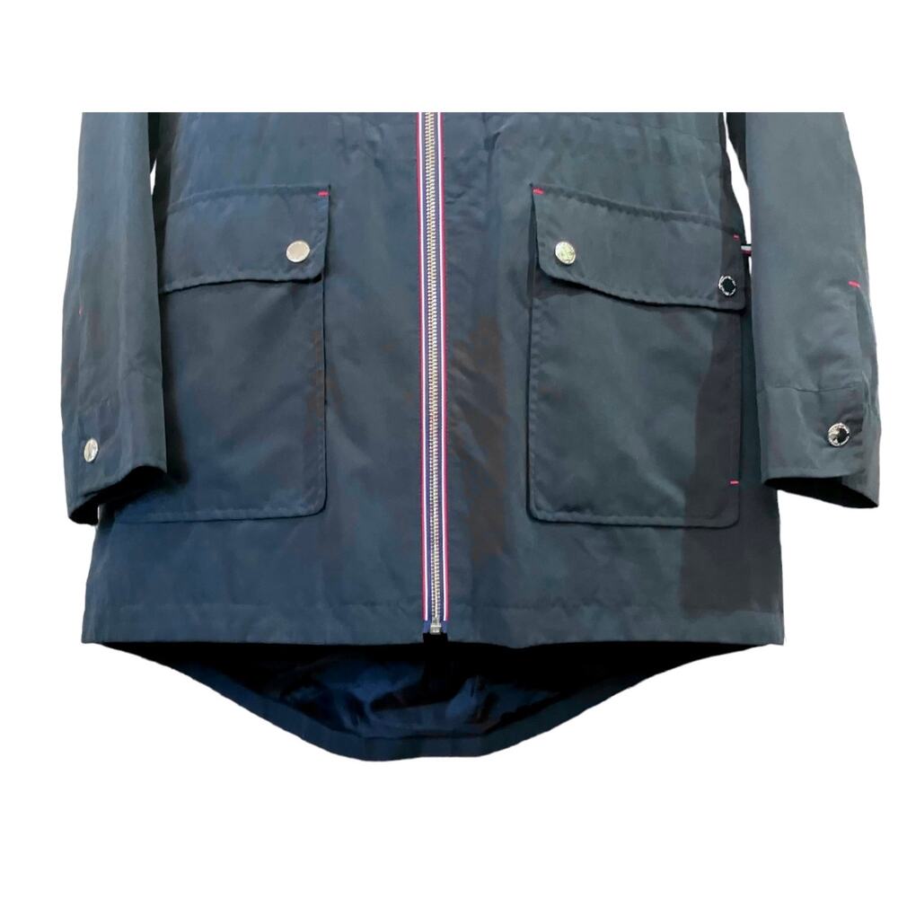Tommy Hilfiger Women's Navy Full Zip Storm Jacket w/ Hood Pockets | Size L EUC - Picture 13 of 16